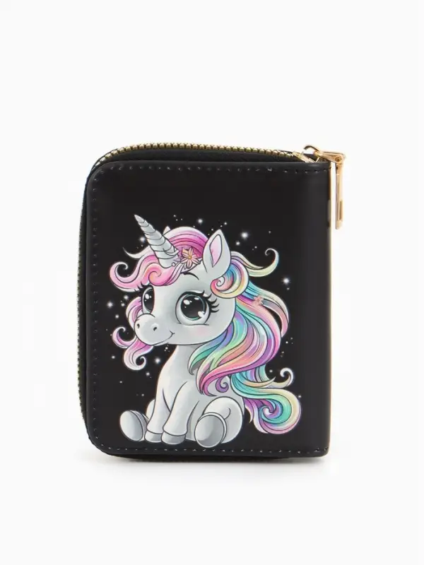Кошелек дет 07-01-01 Июнь2547 единорог, 8,5*2,5*10,5 см, 2 отд+отд/молн, д/карт, черный