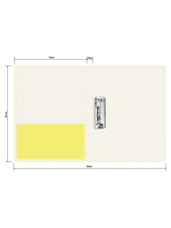 Папка с зажимом А4, 700 мкм, корешок 27 мм, Calligrata Double Neon, внутренний карман, до 180 листов, желтый неон