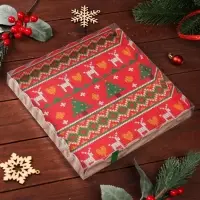 Коробка для печенья, кондитерская новогодняя упаковка, &laquo;Вязанка&raquo;, 21&times;21&times;3 см