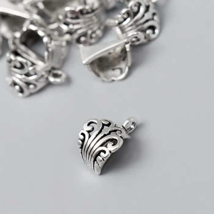 Бейл (держатель д/кулона) металл д/творчества "Пышный цвет" серебро G145B578 1,7х1,2 см