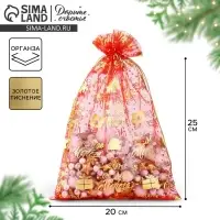 Мешочек подарочный &laquo;Подарок Деда Мороза&raquo;, органза, красный, 20 х 30 см