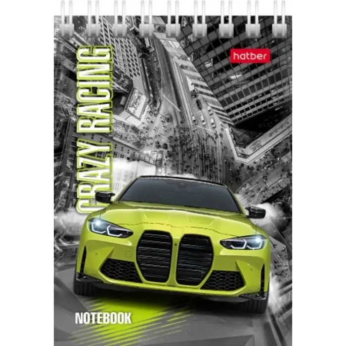 Блокнот А7, 40 листов в клетку на гребне Hatber &laquo;Автопанорама&raquo;, обложка мелованный картон, блок 65 г/м&sup2;, МИКС 6 видов