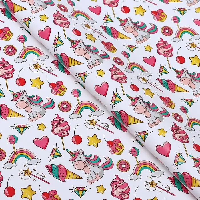 Бумага упаковочная глянцевая "Единороги", 50 х 70 см