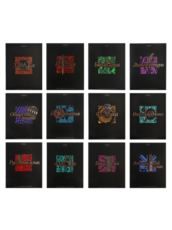 Комплект предметных тетрадей 48 листов, 12 предметов Hatber &laquo;Салют предметов&raquo;, обложка мелованный картон, матовая ламинация, 3D-лак, тиснение фоль�...