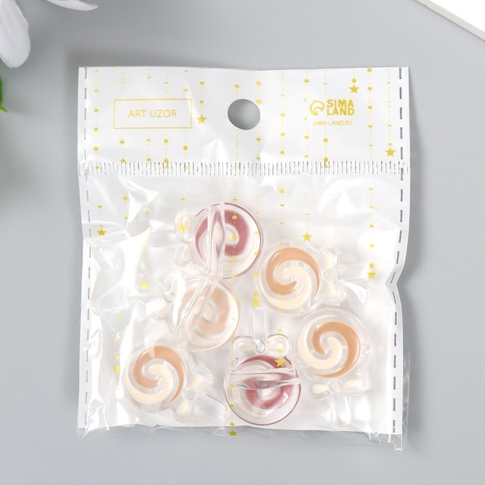 Набор бусин пластик "Кофейный аромат, Леденец на палочке" глянец набор 6 шт 1,8х2,8х0,9 см