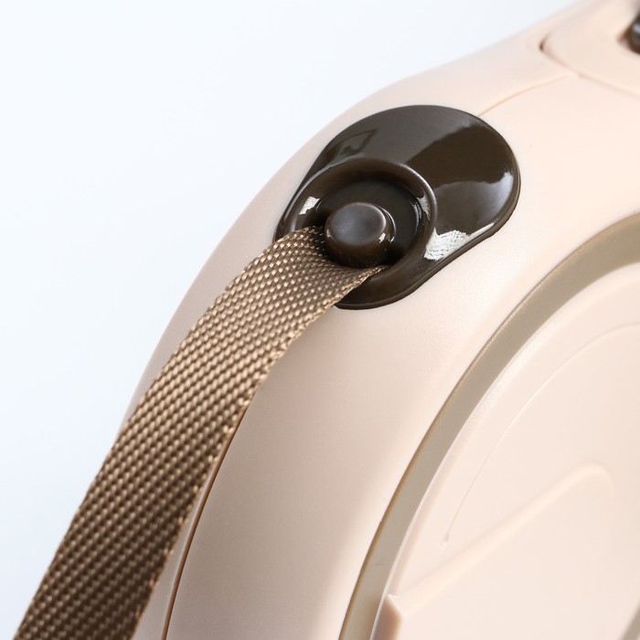 Рулетка с системой эффективного скручивания поводка, 5 м, до 20 кг, бежево-зелёная