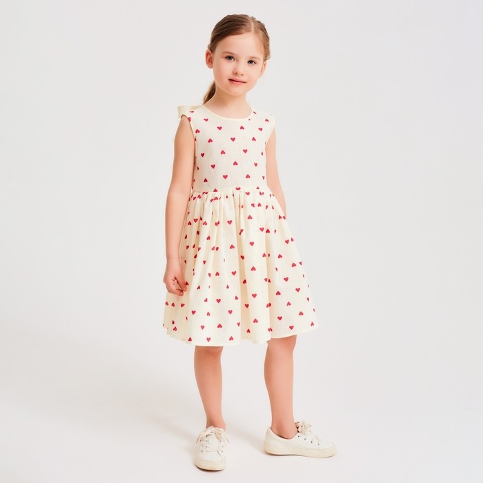 Платье для девочки MINAKU: Cotton Collection цвет бежевый, рост 98