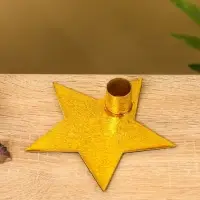 Подсвечник на 1 свечу "Звезда" золотая 13х12х3 см