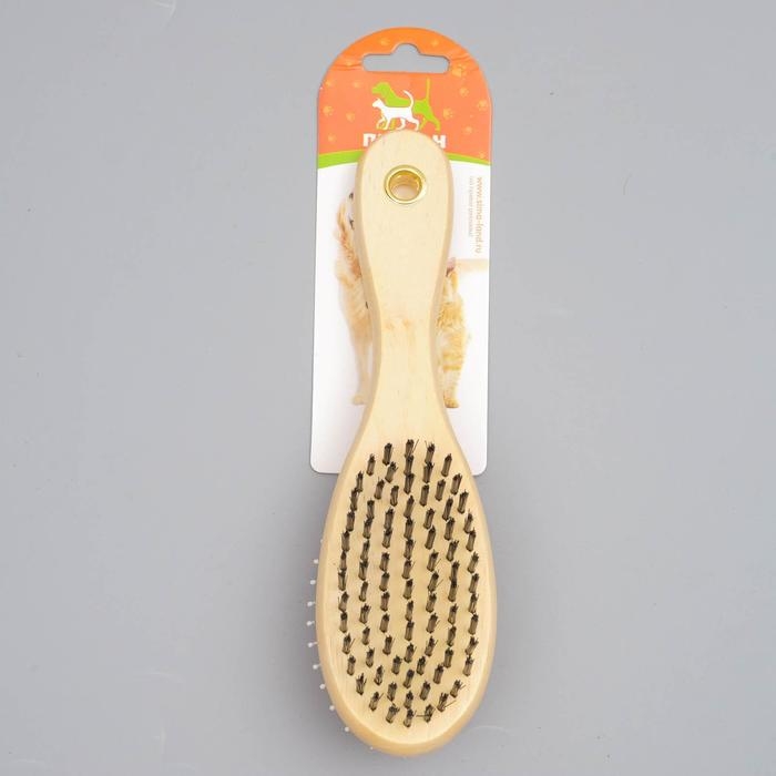 Двусторонняя щётка-расческа с деревянной ручкой, 7 х 21 см Двусторонняя щётка-расческа с деревянной ручкой, 7 х 21 см