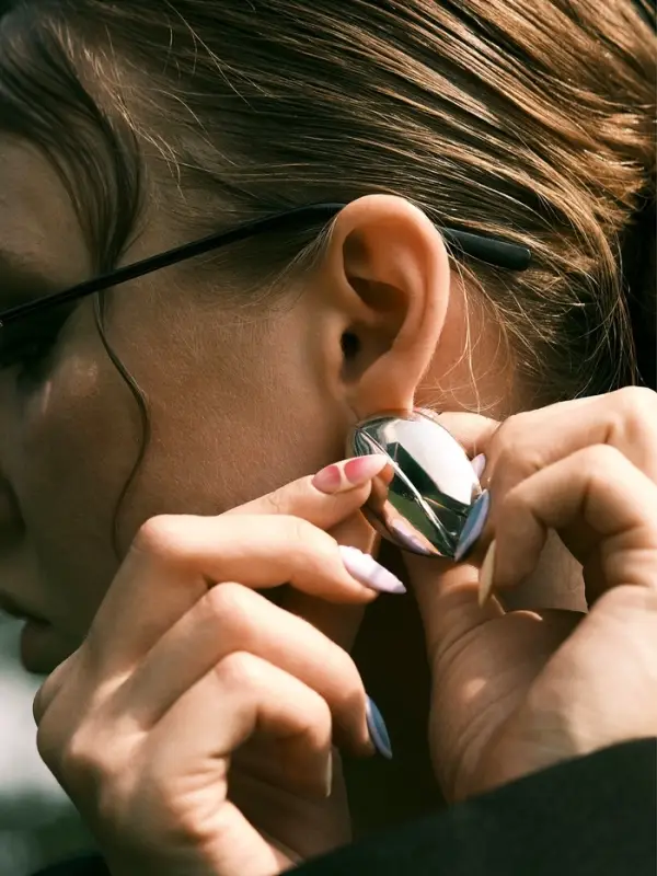 Серьги металл "Тюльпан" цветок, цвет серебро