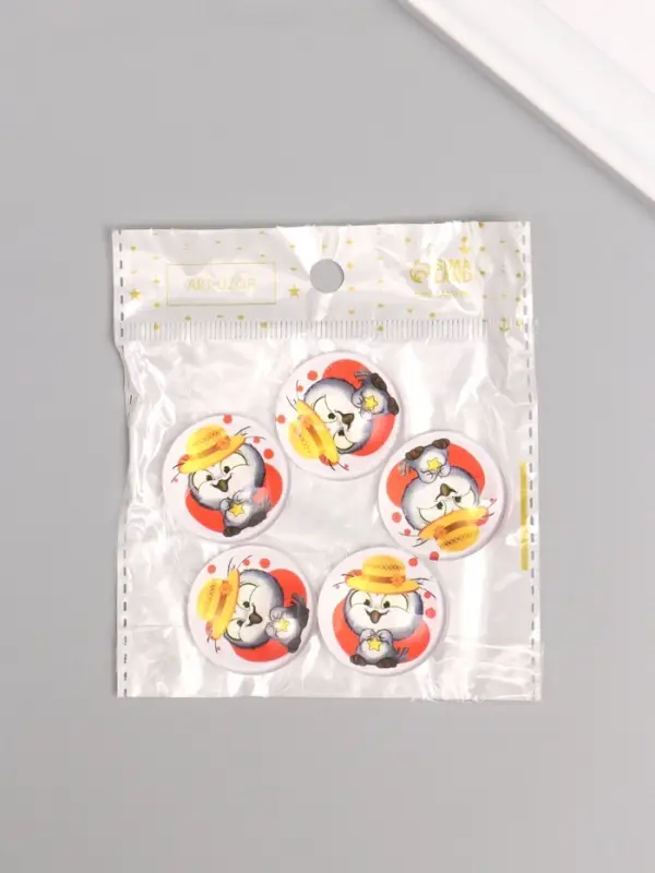 Кабошон стекло для творчества "Круг. Совушка в шляпке" 3х3 см