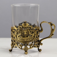 Подстаканник со стаканом "Глава семьи", 12,5 х 12,5 х 13 см