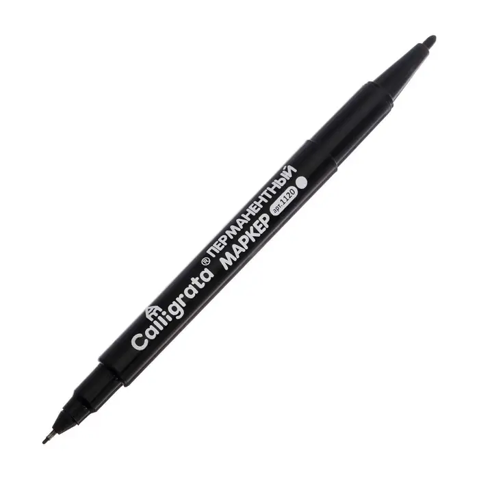 Маркер перманентный Calligrata, двухсторонний, круглый, 2 мм/0.7 мм, чёрный