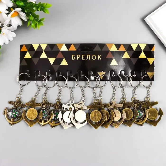 Брелок металл "Якорь с компасом" 5,8х4х0,8 см