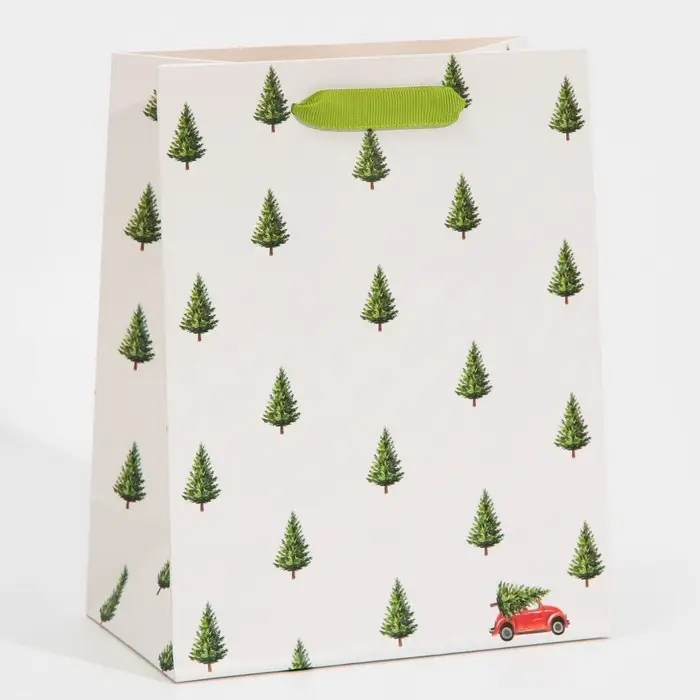 Пакет подарочный новогодний ламинированный &laquo;Ёлочки&raquo;, MS 18 х 23 х 10 см