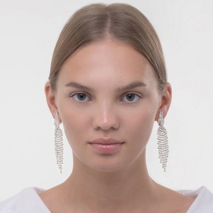 Клипсы &laquo;Вечеринка&raquo; переплетения, цвет белый в серебре