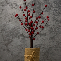 Светодиодный куст &laquo;Рябина&raquo; 45 см, 24 LED, постоянное свечение, от батареек ААх3 (не в комплекте), свечение тёплое белое