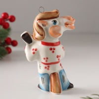 Ёлочная игрушка фарфоровая "Конь Цыган с гитарой",  11 см