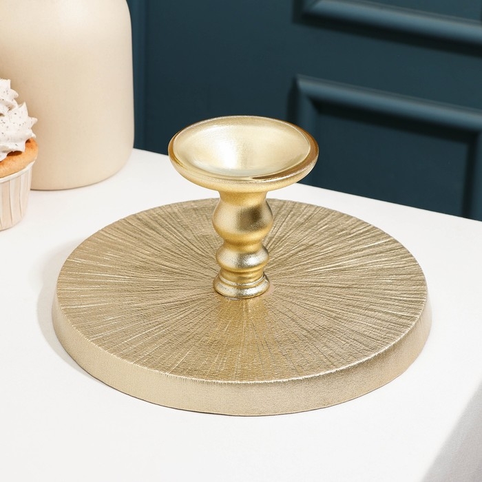 Блюдо сервировочное для торта &laquo;Кувшинка&raquo;, d=21 см, на ножке, цвет золотой