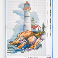 Вышивка крестиком 21х30 см "Маяк в море"