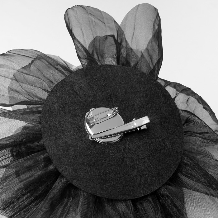 Брошь текстильная &laquo;Цветок&raquo; объемный, невесомый,цвет чёрный