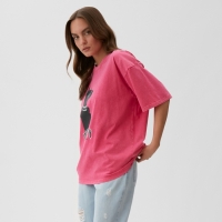 Футболка женская MIST "Insanity" из вареного хлопка, цв. розовый, р-р M Футболка женская MIST "Insanity" из вареного хлопка, цв. розовый, р-р M