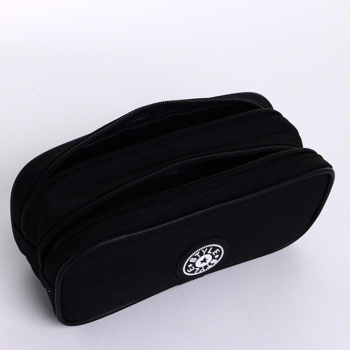 Косметичка-пенал, 2 отдела на молниях, цвет чёрный Косметичка-пенал, 2 отдела на молниях, цвет чёрный