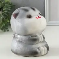 Копилка "Кот Дзен" серый, 16х14х14,5 см
