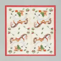 Салфетки бумажные трёхслойные &laquo;Новогодняя лошадка. кремовый фон&raquo;, 24х24, 25 шт