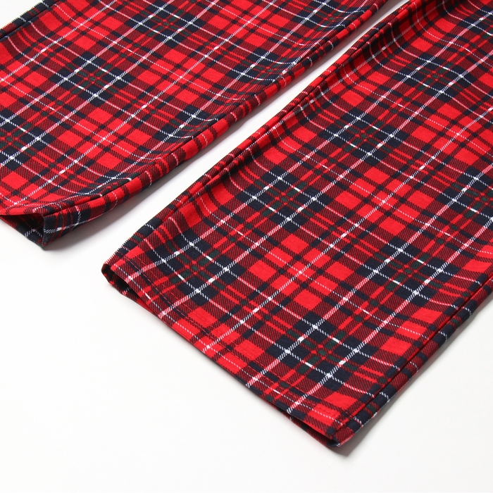 Комплект (футболка,брюки) домашний женский, цвет белый/красная клетка, р-р 50