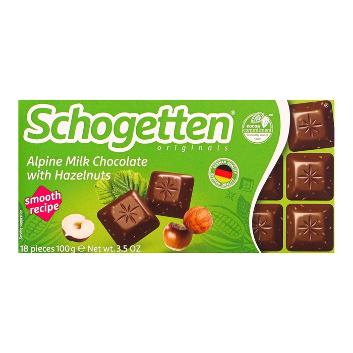 Шоколад Schogetten Alpine Milk Chocolate with Hazelnut, 100 г
