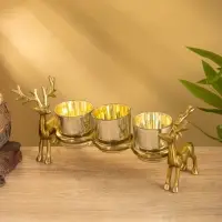 Подсвечник на 3 свечи &laquo;Оленята&raquo;, 29&times;8&times;13 см, алюминий