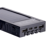 Внешний аккумулятор 10000 мАч, 10 W, 2 USB, Type-C, фонарик, солнечная панель, чёрный Внешний аккумулятор 10000 мАч, 10 W, 2 USB, Type-C, фонарик, солнечная панель, чёрный