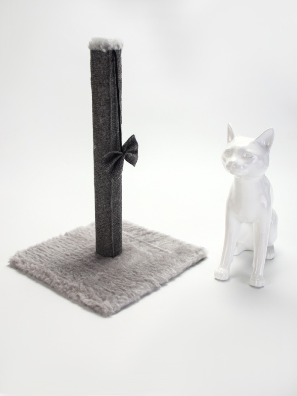 Когтеточка-столбик"Пижон" с игрушкой бантиком 30 х 30 х 50см, серый