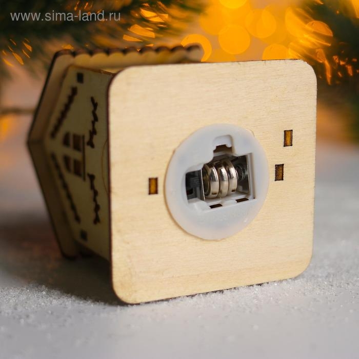 Новогодний декор с подсветкой «Домик с красной крышей» 9×6×7 см, МИКС Новогодний декор с подсветкой «Домик с красной крышей» 9×6×7 см, МИКС