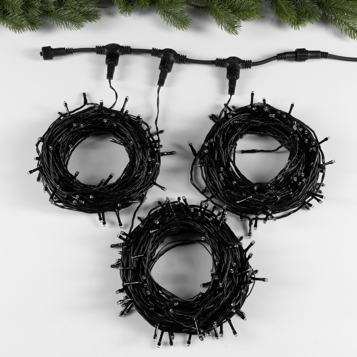 Гирлянда &laquo;Клип-лайт&raquo; 3 нити по 20 м, IP44, УМС, тёмная нить, 399 LED, свечение белое, мерцание всех светодиодов, 24 В