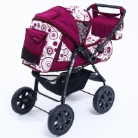 Коляска-трансформер &laquo;Гном&raquo;, пластиковые колёса, оттенки красного, рисунок МИКС