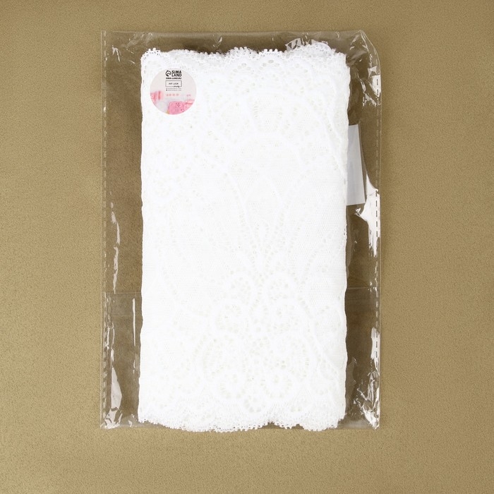 Кружевная эластичная ткань, 185 мм × 2,7 ± 0,5 м, цвет белый Кружевная эластичная ткань, 185 мм × 2,7 ± 0,5 м, цвет белый