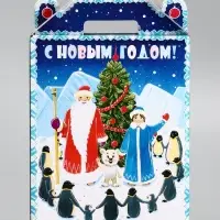 Подарочная новогодняя коробка &laquo;Пингвины&raquo;, для сладких подарков, 16.8&times;7&times;25 см