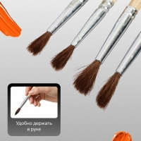 Набор кистей пони 4 штуки: № 2, 4, 6, 8, круглые, с деревянными ручками, в блистере