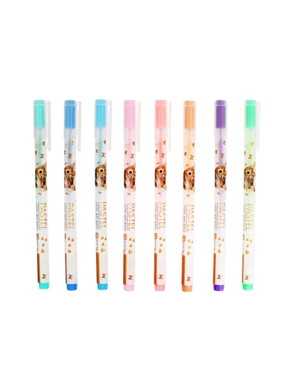 Набор гелевых ручек 8цв PASTELS.LOVE ME. Котики приносят счастье, 0.8мм