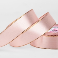 Лента атласная &laquo;Золотые нити&raquo;, 25 мм &times; 23 &plusmn; 1 м, цвет розовое золото №107