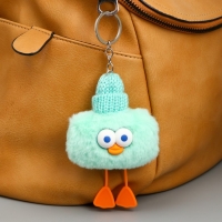 Пушистик на кольце "Чудик в шапке" голубой 8х5х12,5 см