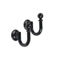 Крючок для штор ТУНДРА KS003, однорожковый, цвет черный, 2 шт