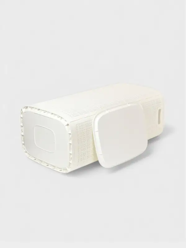 Плетёная корзина для белья с крышкой "Лён" 100л 43&times;32&times;80см, цвет белый