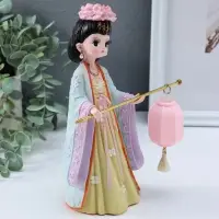 Сувенир полистоун свет "Девочка в кимоно с фонариком" розово-зеленый 3хAG3 7,8х12,5х20,5 см   109567