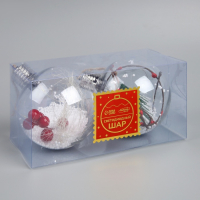 Набор ёлочных шаров &laquo;Веточки и шишки&raquo; 2 шт., батарейки, 5 LED, свечение белое