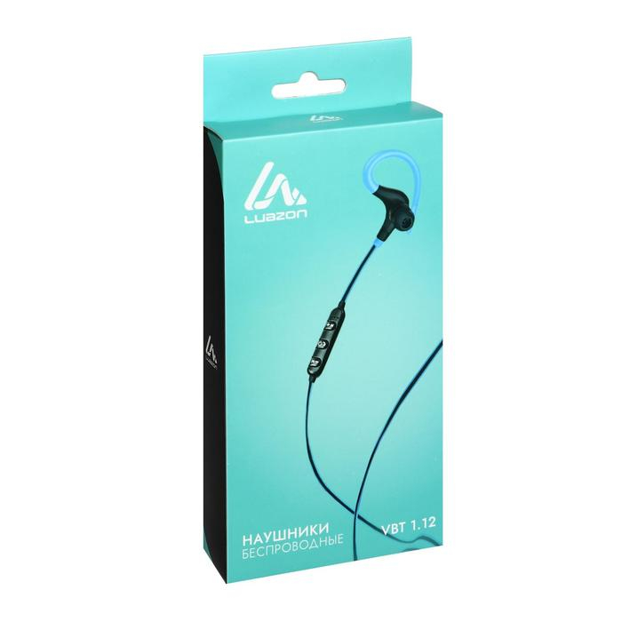Наушники Luazon VBT 1.12, беспроводные, вакуумные, BT 4.1, 80 мАч, черно-синие