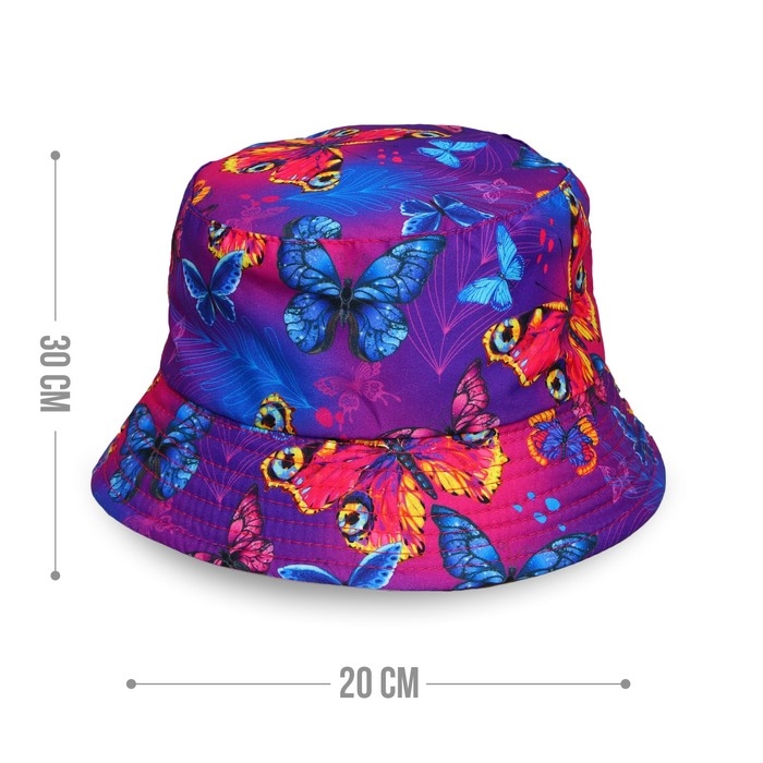 Панама детская для девочки &laquo;Бабочки&raquo;, тёмная, р-р. 52-54 см