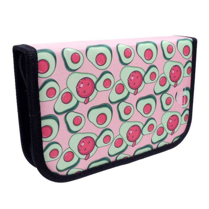 Пенал 1 секция, 130 х 210 х 40 мм, 2 откидные планки, тканевый, Calligrata TOP, Content "Авокадо"